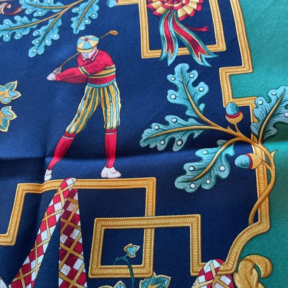 Salvatore Ferragamo Vintage Silk Scarf – Equestrian & Sports Theme - Picture 7 of 15